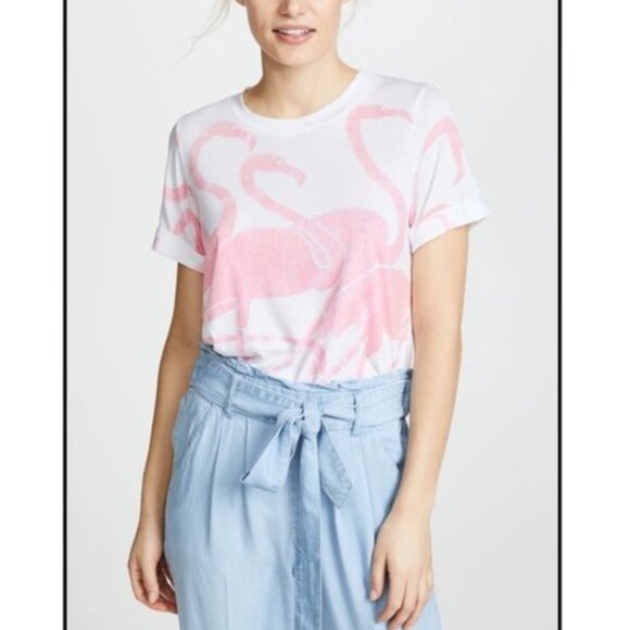 Sol Angeles Tops - Sol Angeles Flamingo Rolled Sleeve Tee - Medium